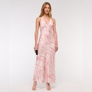 Abercrombie The A&F Pink Julia Slip Halter Maxi Dress Size XXLT NWT